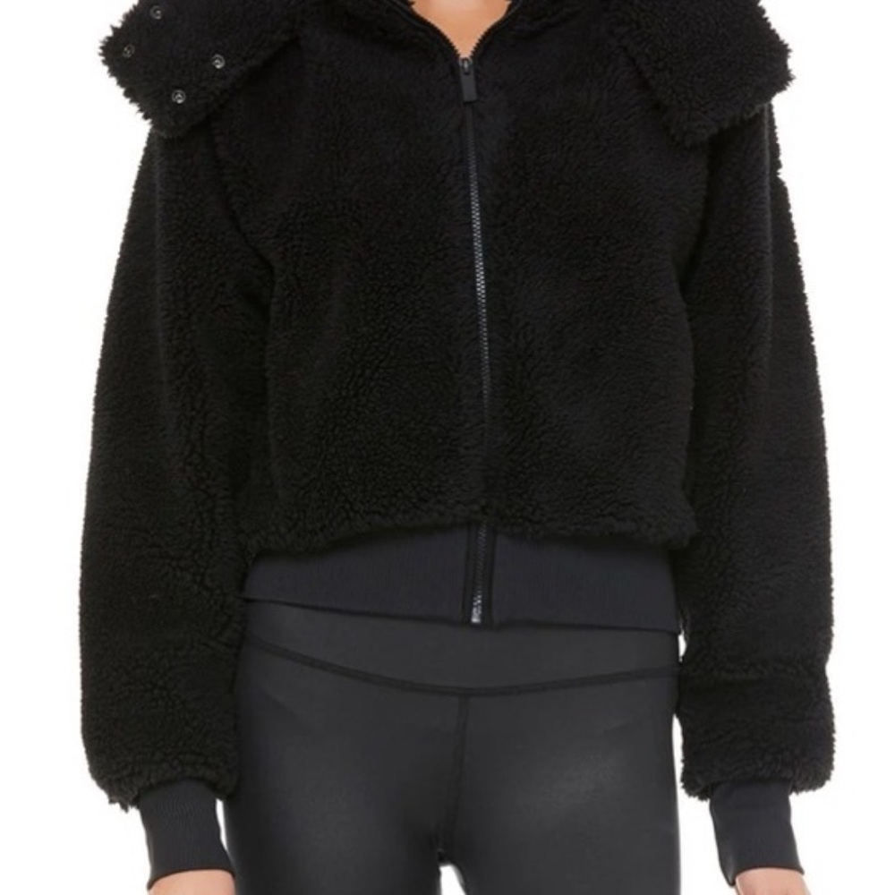 ALO Yoga Black Teddy Jacket with Hood